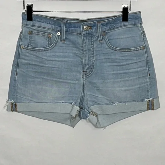 Madewell High Rise Raw Hem Cuffed Denim Shorts - Size 26 - Picture 2 of 7